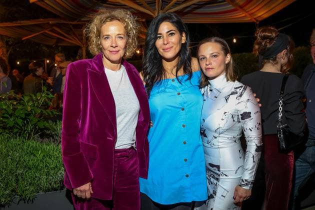 The DEUTSCHE FILMAKADEMIE invites you to the nominee evening of the GERMAN FILM AWARD 2024 Katja Riemann Samira El Ouassil and Jasna Fritzi Bauer at the Lola nominee evening of the German Film Award 2024 at Bar Brass on April 13, 2024 in Berlin Copyright: xEventpressxKochanx