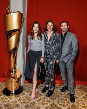 The DEUTSCHE FILMAKADEMIE invites you to the nominees evening of the GERMAN FILM AWARD 2024 Hannah Herzsprung, Adele Neuhauser and Hassan Akkouch at the Lola nominees evening of the German Film Award 2024 at Bar Brass on 13 April 2024 in Berlin Copyright: xEventpressxKochanx