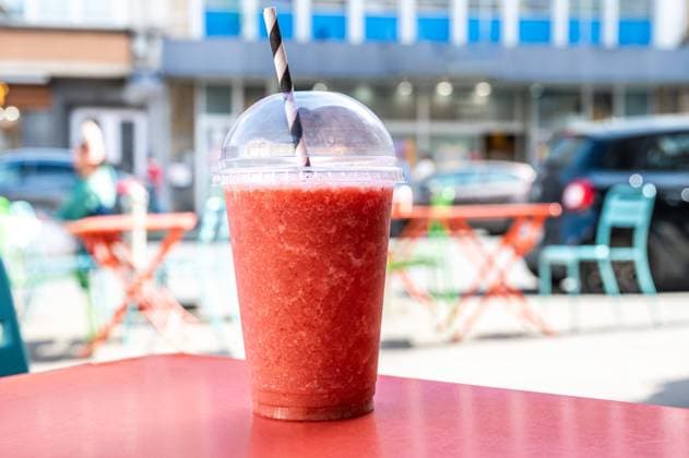 Smoothy with berries, papaya and raspberries, Ixelles, Brussels, Belgium