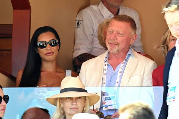 PersonnalitÃ s en tribunes lors de la finale du Rolex Masters 1000 de Monte-Carlo Ã Roquebrune-Cap-Martin Boris Becker, l ancien chammpion de tennis, et sa compagne Lilian de Carvahlo Monteiro lors de la finale du Rolex Masters 1000 de Monte-Carlo Ã Roquebrune-Cap-Martin le 14 avril 2024. Bruno Bebert Bestimage Celebs watch the final of the Monte Carlo Rolex Masters 1000 in Roquebrune-Cap-Martin on 14 April 2024. Roquebrune-Cap-Martin France  Copyright: xBrunoxBebertx xBestimagexBrunoxBebertx xBestimagex