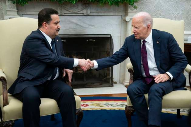 News Themen der Woche KW16 News Bilder des Tages President Joe Biden meets with Prime Minister of Iraq Mohammed Shia Al Sudani in the Oval Office at the White House in Washington, DC on Monday, April 15, 2024.  WAP20240415577 BONNIExCASH