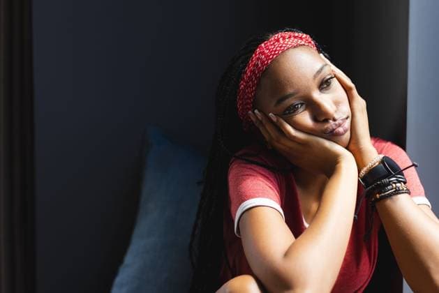 Creative Highlights Symbolbilder African American young woman sitting, looking thoughtful at home with copy space African American young woman sitting, looking thoughtful at home with copy space. She has dark skin, long black hair, and is wearing a red headband, unaltered., model released, , property released, Cape Town, South Africa, 2024-02-12T22:00:00.000Z, 5140543.jpg, people,African American,young woman,sitting,looking thoughtful,home,dark skin,long black hair,wearing,red headband,house,copy space,room,indoors,young,interior,unaltered,happy,lifestyle,white,adult,person,portrait,table,hair,smiling,beautiful,attractive,apartment,casual,cute,background,pretty,laptop,color,looking,green,decoration,cheerful,smile,closeup,sofa,woman,thoughtful,black Young Adult,Woman,Femal