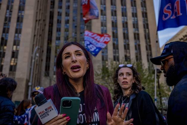 Former President Donald Trump Attends Trial in New York Hush-Money Case Laura Loomer, an American far-right, white nationalist and conspiracy theorist speaks outside the criminal court building during former U.S. President Donald Trump s hush money trial. Trump is in court for a high-stakes hearing charged by Manhattan District Attorney Alvin Bragg with 34 counts of falsifying business records to disguise hush money payments to a porn star before the 2016 election. New York New York United States Copyright: MichaelxNigro