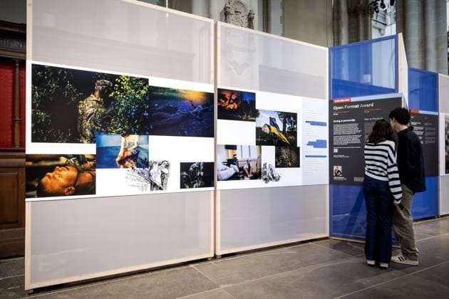 AMSTERDAM - Photo series War is personal by Julia Kochetova is the open format award of the year during the announcement of the winners of the World Press Photo in the Nieuwe Kerk in Amsterdam. It is one of the most prestigious awards for photojournalists. ANP ROBIN VAN LONKHUIJSEN netherlands out - belgium out  Copyright: xx x496309628x originalFilename: 496309628.jpg