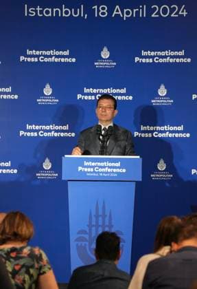 A press conference for the international media by newly elected Istanbul Mayor Ekrem Imamoglu, Istanbul, Turkey, April 18, 2024. (CTKxPhoto PavelxNemecek) CTKPhotoF202404180027501  CTKPhotoF202404180027501