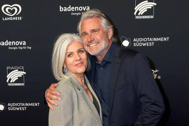 Birgit Schrowange and Frank Spothelfer at the Radio Regenbogen Award ceremony at Europapark on 19 April 2024 in Rust Radio Regenbogen Award 2024 at Europapark in Rust