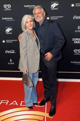 Birgit Schrowange and Frank Spothelfer at the Radio Regenbogen Award ceremony at Europapark on 19 April 2024 in Rust Radio Regenbogen Award 2024 at Europapark in Rust