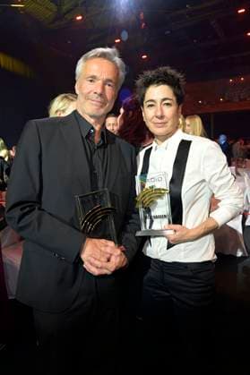Hannes Jaenicke and Dunja Hayali at the presentation of the 24 Radio Regenbogen Award 2024 in the Europa Park Arena Rust, 19 04 2024 Foto:xF.xKernx xFuturexImagex regenbogen_4582