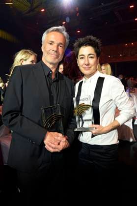 Hannes Jaenicke and Dunja Hayali at the presentation of the 24 Radio Regenbogen Award 2024 in the Europa Park Arena Rust, 19 04 2024 Foto:xF.xKernx xFuturexImagex regenbogen_4583