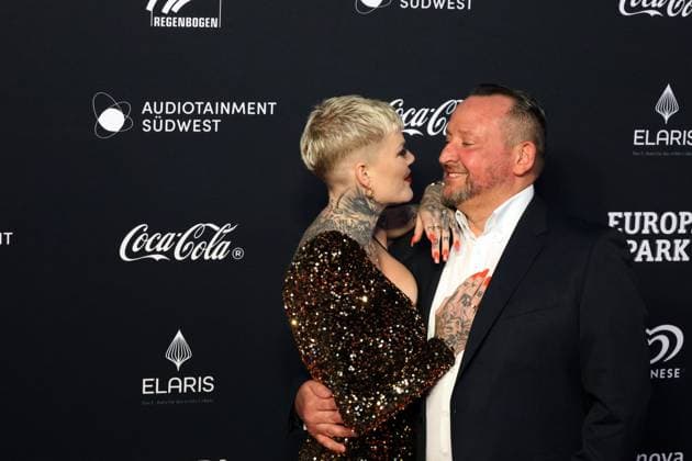 Rust, Germany April 19, 2024 Presentation of the Radio Regenbogen Award 2024 In the picture Melanie Müller with boyfriend Andreas Kunz Europa Park Baden Württemberg Copyright: xFotostandx xHettichx