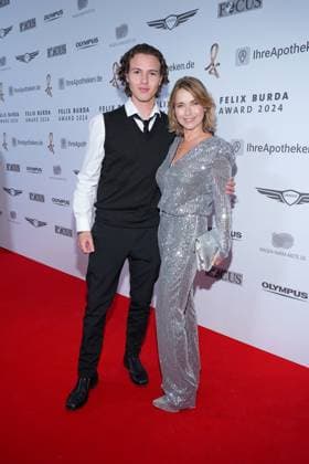 Tina Ruland and her son Jahvis at the Felix Burda Award on 21 April 2024 in Berlin Felix Burda Award 2024 in Berlin
