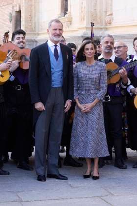 April 23, 2024, Madrid, Madrid, Spain: KING FELIPE VI of Spain, QUEEN LETIZIA of Spain and Spanish writer LUIS MATEO DÃªEZ attend the Miguel De Cervantes Literature award 2023 at the Alcal¡ de Henares University Madrid Spain - ZUMAc260 20240423_zep_c260_029 Copyright: xMikexChicorrox