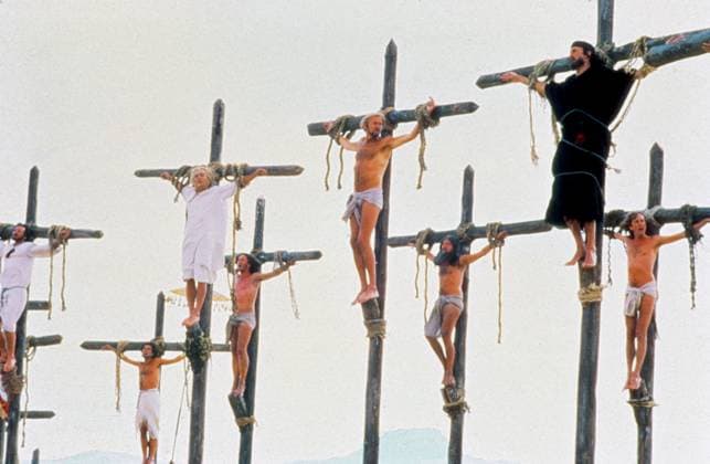 Archivbilder der Woche KW17 Life of Brian (1979) Life of Brian (1979) Terry Jones as Mandy Cohen Colin Simon the Holy Man Bob Hoskins Saintly Passer-by Alarmed Crucifixion Ass Graham Chapman as Wise Man 2 Brian Cohen Biggus Dickus Eric Idle as Mr. Cheeky Stan Loretta Harry the Ha EDITORIAL USE ONLY Copyright: xCAP TFSx