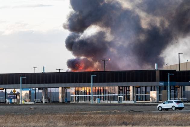 Fire Destroys Historic WWII Air force Hangar in Edmonton, Canada - 22 Apr 2024 A 5 alarm fire destroys a historic WWII air hangar as Edmonton Fire Department protects the site from spreading to additional buildings. The Hangar which was built in 1942 was declared a historical building of significance for its part in the shipment of Equipment, Troops and aircraft for the US Forces on route to Russia. The cause of the fire is currently under investigation and no word yet regarding estimated damages. Edmonton Canada Copyright: xRonxPalmerx xSOPAxImagesx 2024_04_22yegfire362797