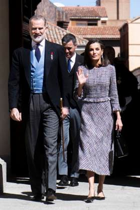 King Felipe VI of Spain and Queen Letizia of Spain at the presentation of the Premio Miguel de Cervantes for Literature to Luis Mateo Diez at the Universidad de Alcala Alcala de Henares, 23 04 2024 Foto:xDyDxFotografosx xFuturexImagex cervantes_4414