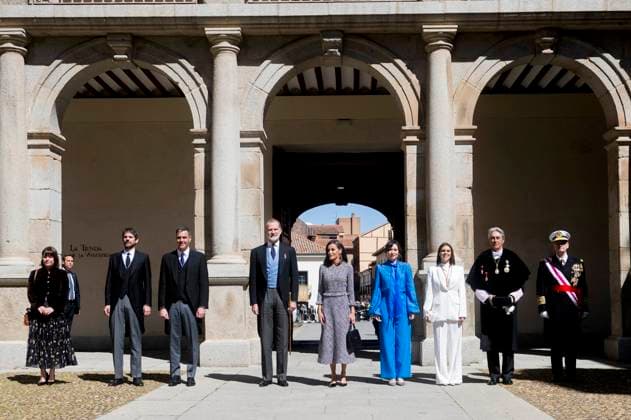King Felipe VI of Spain and Queen Letizia of Spain at the presentation of the Premio Miguel de Cervantes for Literature to Luis Mateo Diez at the Universidad de Alcala Alcala de Henares, 23 04 2024 Foto:xDyDxFotografosx xFuturexImagex cervantes_4418