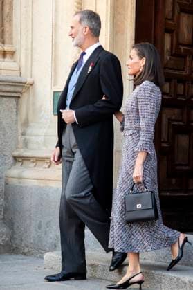 King Felipe VI of Spain and Queen Letizia of Spain at the presentation of the Premio Miguel de Cervantes for Literature to Luis Mateo Diez at the Universidad de Alcala Alcala de Henares, 23 04 2024 Foto:xDyDxFotografosx xFuturexImagex cervantes_4432