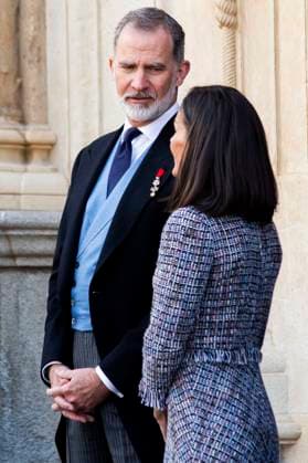 King Felipe VI of Spain and Queen Letizia of Spain at the presentation of the Premio Miguel de Cervantes for Literature to Luis Mateo Diez at the Universidad de Alcala Alcala de Henares, 23 04 2024 Foto:xDyDxFotografosx xFuturexImagex cervantes_4436