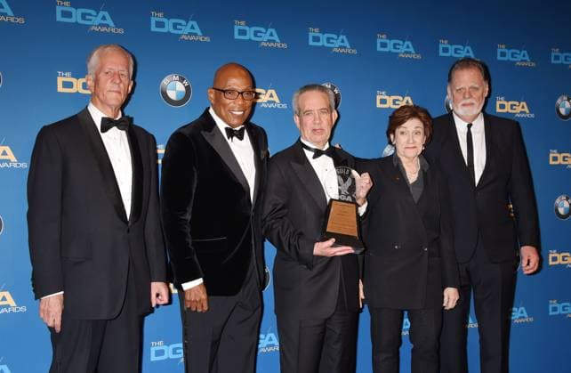 Director Michael Apted, DGA President Paris Barclay, retiring DGA National Executive Director Jay D. Roth, directors Martha Coolidge and Taylor Hackfordat the 69th Annual Directors Guild of America Awards in Beverly Hills 161605, (L-R) Director Michael Apted, DGA President Paris Barclay, retiring DGA National Executive Director Jay D. Roth, directors Martha Coolidge and Taylor Hackford at the 69th Annual Directors Guild of America Awards at The Beverly Hilton Hotel. Beverly Hills, California - Saturday February 4, 2017.,  Copyright: xJoexSutter,xPacificCoastNewsx xAvalonx 0532905447
