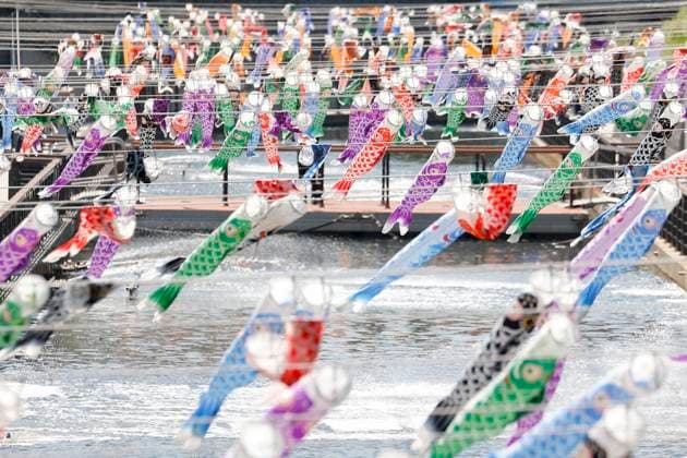 News Themen der Woche KW17 News Bilder des Tages Colorful carp banners (Koinobori) are seen at Tokyo SKYTREE on April 25, 2024, in Tokyo, Japan. Every year, Tokyo Skytree decorates with colorful Koinobori streamers to celebrate Children s Day in Japan. In Japan, families with boys pray for the healthy growth and well-being of their children. Children s Day is celebrated on May 5.  , aflo_251204619.jpg,