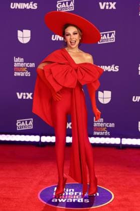 Thalía arrives for the 2024 Latin American Music Awards at the Grand Garden Arena at MGM Resort and Casino in Las Vegas, Nevada on Thursday, April 25, 2024.  LAV20240425112 JAMESxATOA