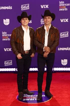 (L-R) Omar Tarazón and Johnny Zazueta of Los 2 de la S arrive for the 2024 Latin American Music Awards at the Grand Garden Arena at MGM Resort and Casino in Las Vegas, Nevada on Thursday, April 25, 2024.  LAV20240425051 JAMESxATOA