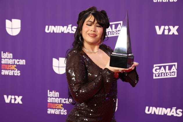 Kali Uchis, winner of the Best Album ? Pop award for Orquídeas , poses in the press room during the 2024 Latin American Music Awards at the Grand Garden Arena at MGM Resort and Casino in Las Vegas, Nevada on Thursday, April 25, 2024.  LAV20240425188 JAMESxATOA