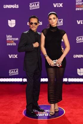 (L-R) Marc Anthony, and Nadia Ferreira arrive for the 2024 Latin American Music Awards at the Grand Garden Arena at MGM Resort and Casino in Las Vegas, Nevada on Thursday, April 25, 2024.  LAV20240425151 JAMESxATOA