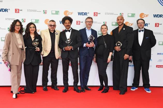 Sarah Blasskiewitz, Soleen Yusef, Christoph Silber, Tyron Ricketts, Jörg Winger, Malick Bauer, Samuel Sam Meffire Category Fiction 60 GRIMME PRIZE AWARD CEREMONY at the theater in Marl on 26 04 2024