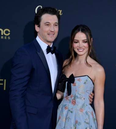 Miles Teller (L) and Keleigh Sperry Teller attend the 49th AFI Lifetime Achievement Award tribute gala honoring Nicole Kidman at the Dolby Theatre in the Hollywood section of Los Angeles on Saturday, April 27, 2024.  LAP2024042740 JIMxRUYMEN