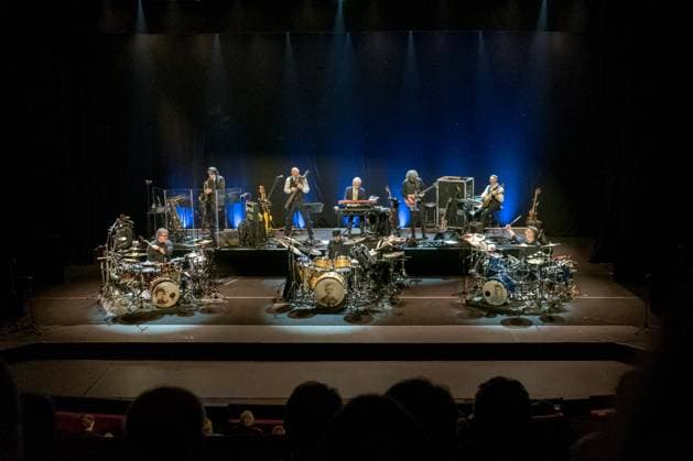 An Evening with King Crimson at The Paladium, London, United Kingdom An Evening With King Crimson, King Crimson performing live on stage at The Paladium, London, England. L-R Back row: Mel Collins, Tony Levin, Bill Rieflin, Jakko Jakszyk , Robert Fripp, L-R front row, drums, Pat Mastelotto, Jeremy Stacey, Gavin Harrison, , United Kingdom Date: 02 11 2018,  Copyright: xAvalonx 0534519197