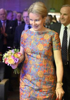 Queen Mathilde of Belgium pictured during the ceremony for the 50th anniversary of the Baillet Latour foundation and award ceremony of the Baillet Latour Biomedical Award, in Brussels, Monday 29 April 2024. The Baillet Latour Biomedical Award has been awarded annually since 2022 to promising young researchers in Belgium in the field of biomedical sciences.  ERICxLALMAND 91820069