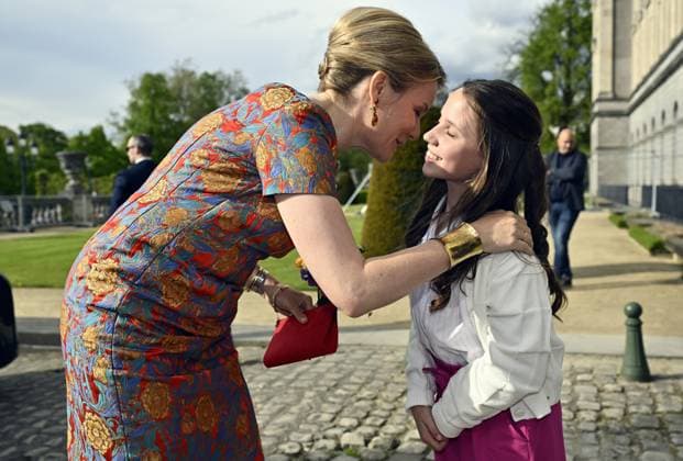 Queen Mathilde of Belgium pictured during the ceremony for the 50th anniversary of the Baillet Latour foundation and award ceremony of the Baillet Latour Biomedical Award, in Brussels, Monday 29 April 2024. The Baillet Latour Biomedical Award has been awarded annually since 2022 to promising young researchers in Belgium in the field of biomedical sciences.  ERICxLALMAND 91820072