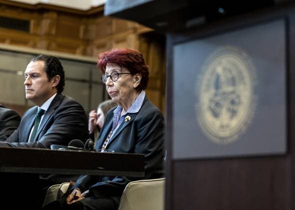 THE HAGUE - Alejandro Celorio Alcantara, legal advisor to the Ministry of Foreign Affairs of Mexico, and the Mexican Ambassador to the Netherlands, Carmen Moreno Toscano, during the first day of a two-day hearing in the case that Mexico has filed against Ecuador. Mexico has filed a complaint with the ICJ in response to a police raid on the Mexican embassy in Ecuador. Former Ecuadorian Vice President Jorge Glas was arrested. ANP REMKO DE WAAL netherlands out - belgium out  Copyright: xx x497272291x originalFilename: 497272291.jpg