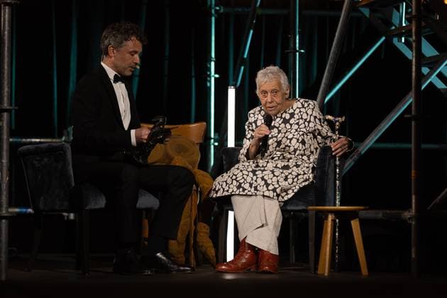 FOCUS COVERAGE REQUESTED TO BELGA - Winner Beeldende Kunst Marianne Berenhaut pictured during the award ceremony of the Ultimas23 , Flemish culture prizes, Tuesday 30 April 2024, in Lint.  JAMESxARTHURxGEKIERE 91868251