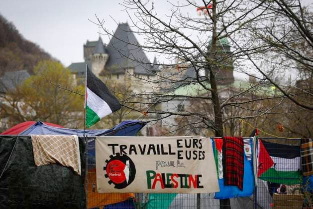 April 30, 2024, Montreal, Quebec, Canada: On Tuesday, McGill University requested the intervention of police forces to disperse a pro-Palestinian camp on its campus. Since Saturday, nearly a hundred students have camped on university grounds, demanding that the administration cut all financial and academic ties with Israel. Montreal Canada - ZUMAs278 20240430_zip_s278_005 Copyright: xSerkanxSenturkx