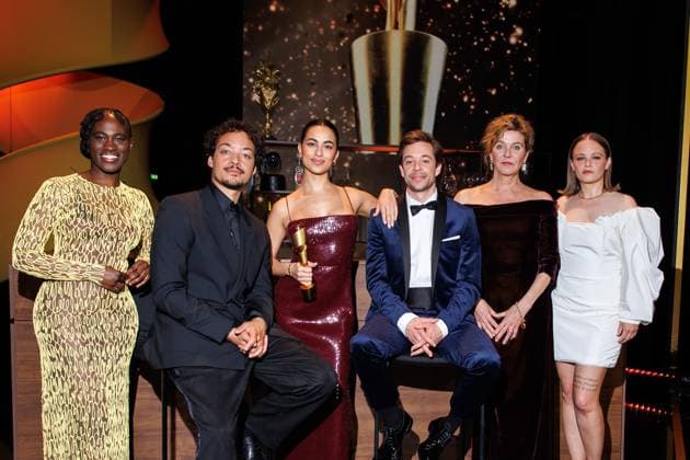 Photo call German Film Award presenters Ivy Quainoo Aurel Mertz, Gizem Emre, Tobias Krell Checker Tobi , Margarita Broich and Jasna Fritzi Bauer at the photo call of the presenters of the German Film Award 2024 at the Theater am Potsdamer Platz on 01 05 2024 in Berlin Copyright: xEventpressxKochanx