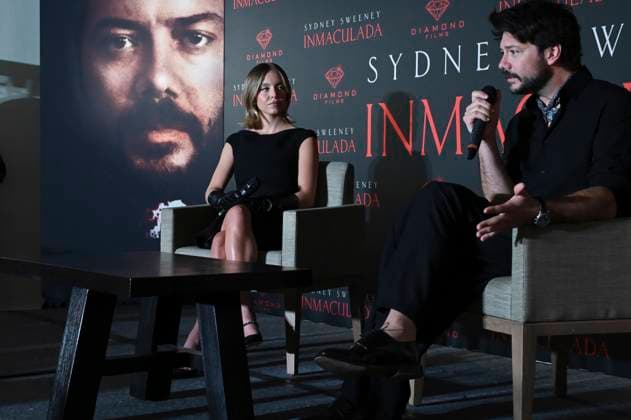 May 2, 2024, Mexico City, Ciudad de Mexico, Mexico: Actress Sydney Sweeney and actor Alvaro Morte attend the Immaculate press conference at Mexico City Four Season Hotel. on May 2, 2024 in Mexico City, Mexico. Mexico City Mexico - ZUMAe321 20240502_zea_e321_088 Copyright: xCarlosxTischler xEyepixxGroupx