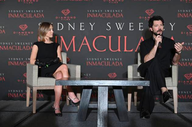 May 2, 2024, Mexico City, Ciudad de Mexico, Mexico: Actress Sydney Sweeney and actor Alvaro Morte attend the Immaculate press conference at Mexico City Four Season Hotel. on May 2, 2024 in Mexico City, Mexico. Mexico City Mexico - ZUMAe321 20240502_zea_e321_113 Copyright: xCarlosxTischler xEyepixxGroupx