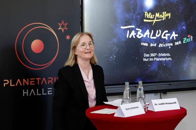 Judith Marquard at the press conference for the premiere of the fulldome experience of the music show Tabaluga und die Zeichen der Zeit at the Halle Saale Planetarium , 02 05 2024 Foto:xR.xStoffelsx xFuturexImagex tabaluga_4506