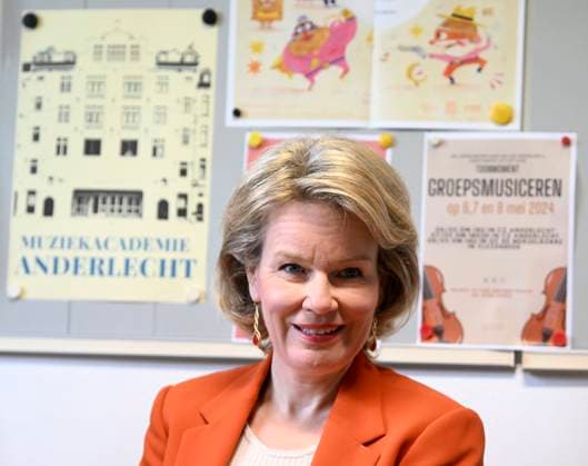 Queen Mathilde visits GO! (Anderlecht Academy of Music) BRUSSELS, BELGIUM - MAY 03: Queen Mathilde visits GO! the Anderlecht Academy of Music. In the run-up to the Queen Elisabeth competition, she wanted to encourage young people interested in the arts - (classical) music, theatre or dance - and underline the importance she attaches to local arts education on May 03, 2024 in Brussels, Belgium, 03 05 2024 Brussels Belgium  Copyright: xDidierxLebrunx