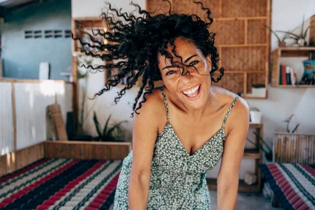 Creative Highlights Symbolbilder Portrait of happy woman with tossed hair dancing at wellness resort Thailand, Ko Lanta, model released, property released Copyright: xMaskotx , MA109109 MA109109