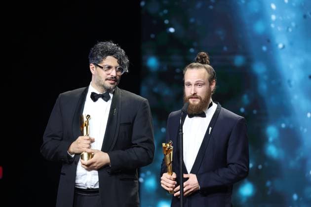 German Film Award 2024 Tobias Krell Checker Tobi and BEST VISUAL EFFECTS Kariem Saleh, Adrian Meyer Â- THE THEORY OF EVERYTHING at the Lola German Film Award 2024 ceremony at the Theater am Potsdamer Platz in Berlin 03 05 2024 Copyright: xEventpressx