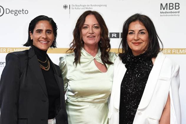 Düzen Tekkal with sister Tülin Dekkal, Natalia Wörner DEUTSCHER FILMPREIS 2024 at the Theater am Potsdamer Platz on 03 05 2024 Red Carpet