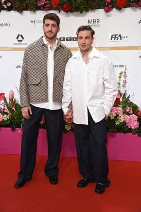 Jannik Schümann with friend Felix Kruck DEUTSCHER FILMPREIS 2024 at the Theater am Potsdamer Platz on 03 05 2024 Red Carpet