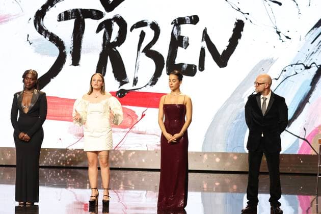 German Film Award 2024 Ivy Quainoo Aurel Mertz, Gizem Emre, Tobias Krell Checker Tobi , Margarita Broich and Jasna Fritzi Bauer at the Lola German Film Award 2024 ceremony at the Theater am Potsdamer Platz in Berlin 03 05 2024 Copyright: xEventpressx