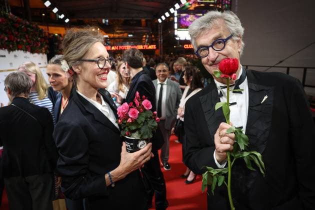 German Film Award 2024 Wim Wenders and Donata Wenders take flowers with them at the party at the Lola German Film Award 2024 ceremony at the Theater am Potsdamer Platz in Berlin Date 03 05 2024 Copyright: xEventpressx