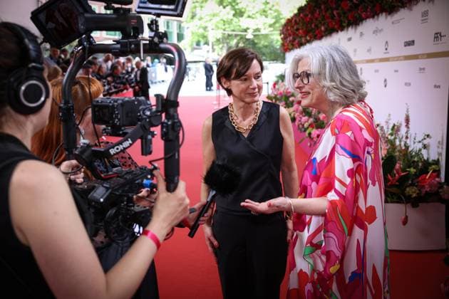 German Film Award 2024 Claudia Loewe and on the red carpet at the Lola German Film Award 2024 ceremony at the Theater am Potsdamer Platz in Berlin Date 03 05 2024 Copyright: xEventpressx