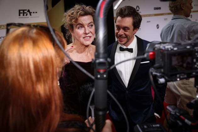 German Film Award 2024 Margarita Broich and Tobias Krell Checker Tobi in an interview on the red carpet at the Lola German Film Award 2024 ceremony at the Theater am Potsdamer Platz in Berlin Date 03 05 2024 Copyright: xEventpressx