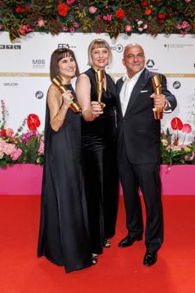 German Film Award 2024 Melanie Andernach, Steffi Niederzoll and Knut Losen at the German Film Award 2024 at the Theater am Potsdamer Platz on 03 05 2024 in Berlin Copyright: xEventpressxKochanx